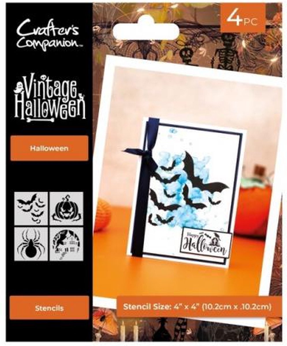 CC - Vintage Halloween - Stencil Set 4st 4x4 - Halloween